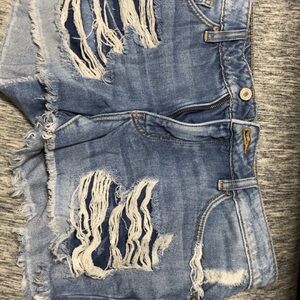 KanCan Light Blue Distressed Denim Shorts